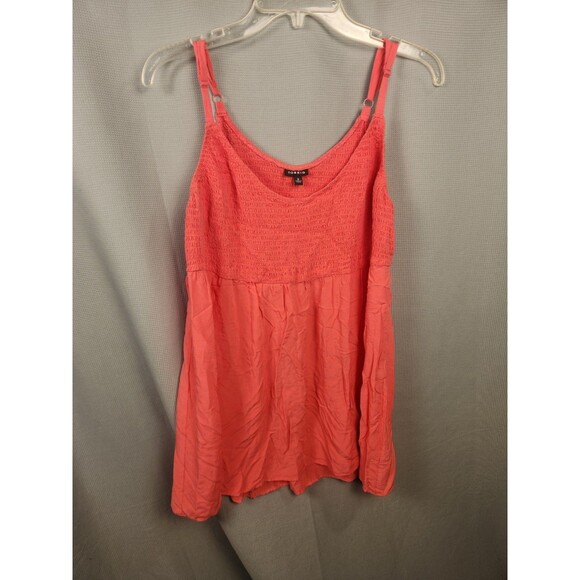 Torrid Slub V-Neck Smocked Babydoll Tank Rouge Red Plus Size 2X - Picture 1 of 6